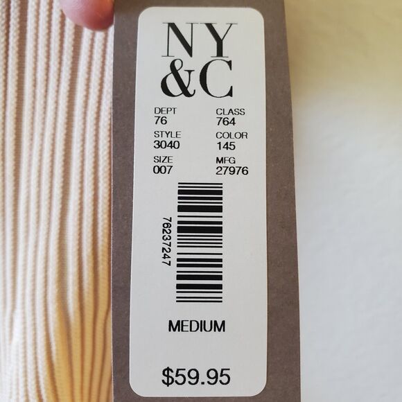 NWT WOMENS MEDIUM EVA MENDES BEIGE PEPLUM SLEEVELESS RIBBED KNIT SWEATER - Picture 2 of 11